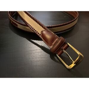 Vintage Mens Belt Brown Woven Leather Size 38